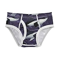 ALAZA Baby Boys' Briefs Toddler Boys Underwear 100% Cotton Soft Orca Whales 2T