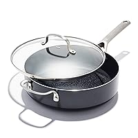 OXO Agility Series 5QT Saute Pan with Lid, Ceramic Nonstick Cookware PFAS-Free, Induction Suitable, Quick Even Heating, Stainless Steel Handles, Chip-Free Rims, Dishwasher and Oven Safe, Black