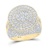 The Diamond Deal 10kt Yellow Gold Mens Round Diamond Circle Cluster Ring 5 Cttw