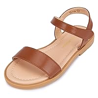 PANDANINJIA Gina Girls Sandals Open Toe Summer Flats Dress Sandals shoes Toddler/Little Kid/Big Kid