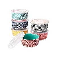 DOWAN Ramekins with Lids 4 oz Oven Safe for Creme Brulee Souffle, Ceramic Custard Cups for Baking, Mini Bowls for Pudding Dip Ice Cream, Set of 6, Vibrant Colors