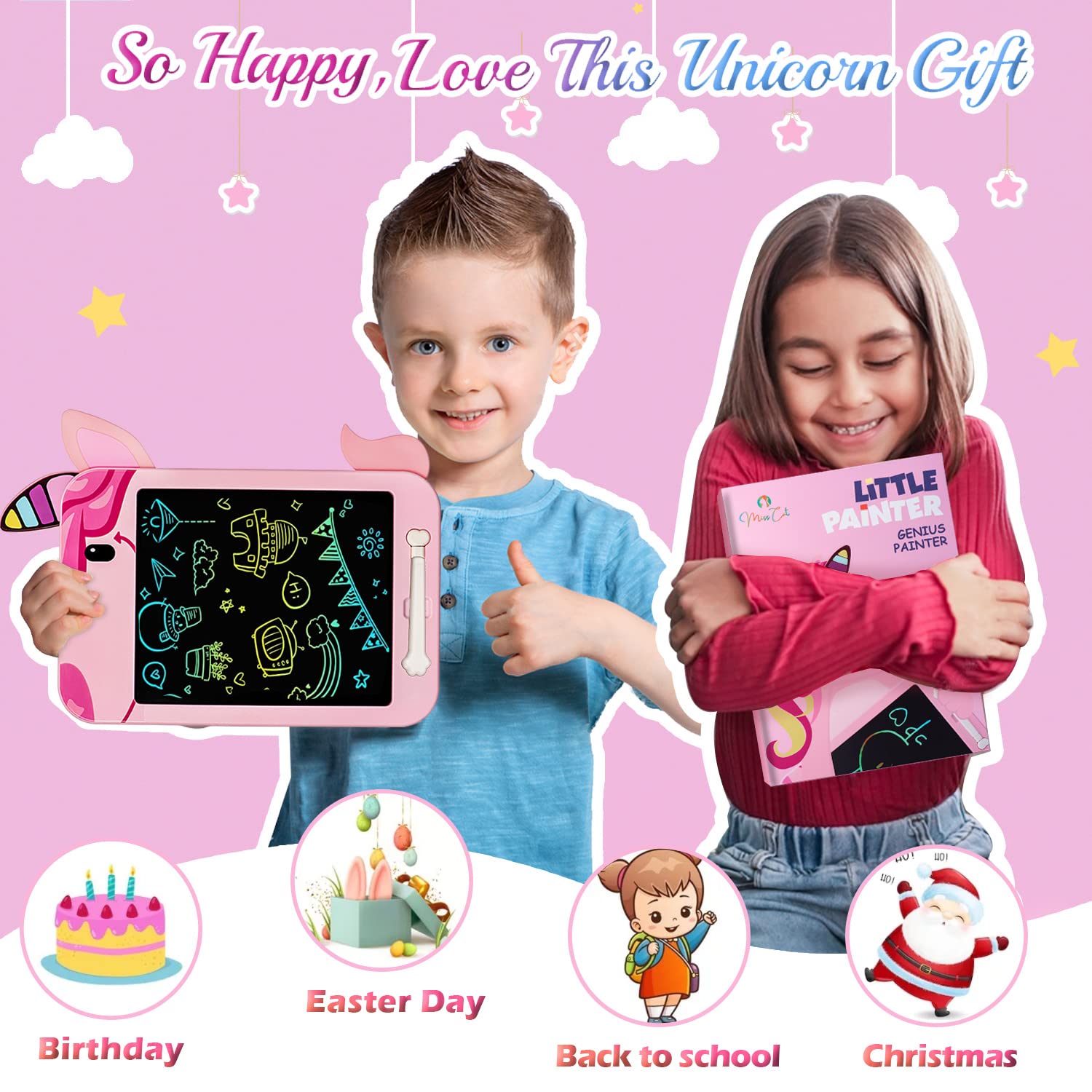 Misscat Toys for 3-8 Year Old Girls Boys, 10.5 in Coloring LCD Writing Tablet Doodle Board Drawing Pad, Learning Educational Travel Toddler Toys Birthday Christmas Gifts for Kids 3 4 5 6 Yr, Unicorn