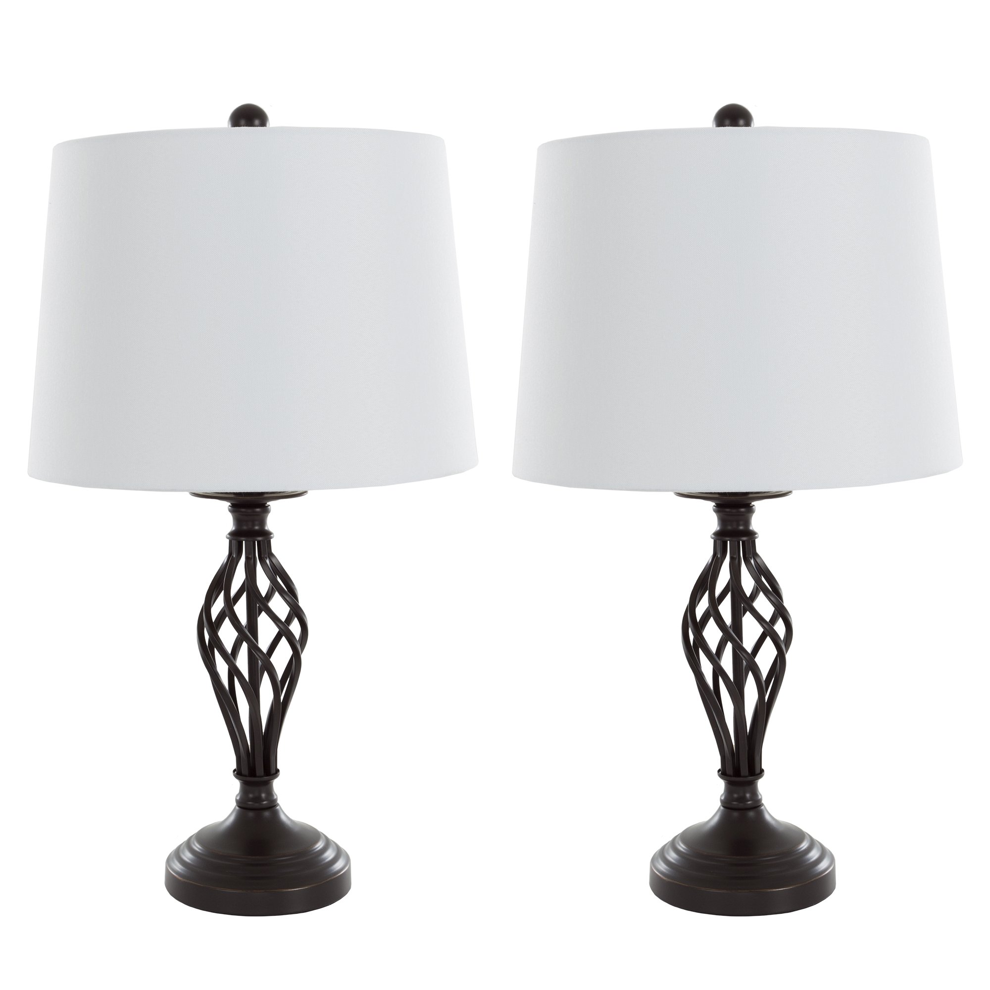 Table Lamps Set of 2, Spiral Cage Design (2 LED Bulbs included) by Lavish Home