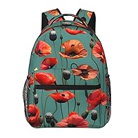 poppy flowers print print Lightweight Bookbag Casual Laptop Backpack for Men Women College backpack