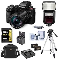 Panasonic Lumix G9 II Mirrorless Camera with 12-60mm f/2.8-4 Lens, Bundle with Flash, 128GB Card, 2X Battery and Charger Kit, Tripod with Head, Filter Kit