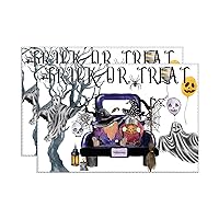 Placemat Holder Oxford Fabric Place Mats Washable Gnome Truck Trick Or Treat Halloween Tablemat 12x18 Inch Wipeable Placemats Set of 6 for Home Table Decorations Wedding Outdoor