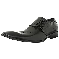 Lucius Leather Men's Oxford Medallion Lace-up Square Toe Dress Shoes Casual Shoes for Men Black