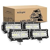 Nilight LED Pods 4PCS 6.5 Inch 120W Light Bar Triple Rows Spot Flood Combo Driving Light Waterproof Led Work Light Off-road Truck Car ATV SUV Cabin Boat, 2 Years Warranty