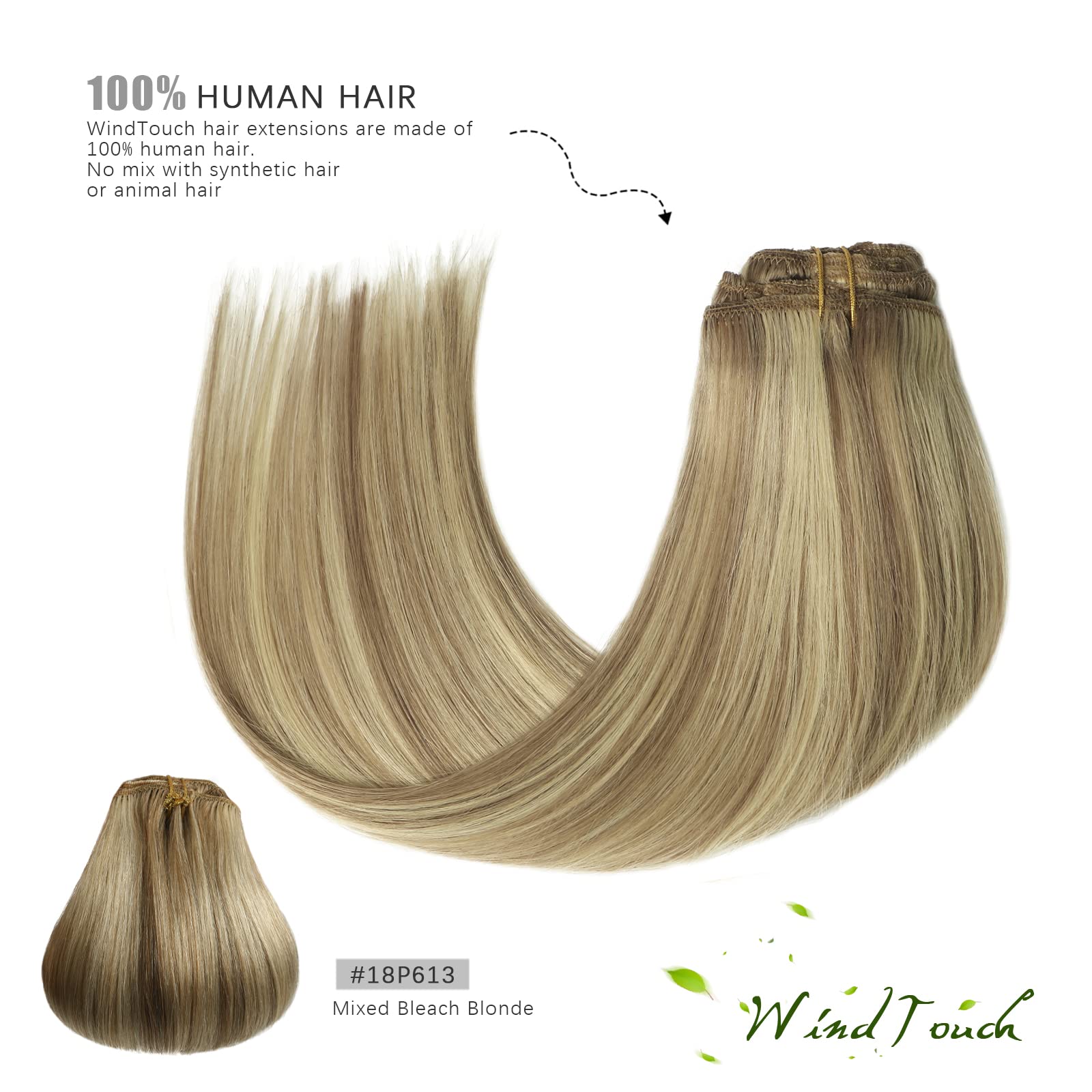 Mua WindTouch Clip in Hair Extensions Human Hair Balayage Mixed Bleach  Blonde 15Inch 70g Highlights for Blonde Remy Hair 7PCS #18P613 Gift for  Women trên Amazon Mỹ chính hãng 2023 | Giaonhan247