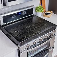 Noodle Board Stove Covers with Built-in Handles, Durable Extra Thick Pine Wood Handmade Cookware, Counter Space Top Covers for Electric Stoves, Farmhouse Rustic Stove Cover for Kitchen (Ebony)