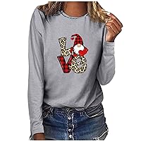 Love Heart Shirt for Women Casual Round Neck Long Sleeve Plaid Print Tee Fashion Leopard Pullover Tops Blouse