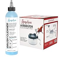 Angelus Airbrush Cleaning Set - Airbrush Cleaner Solution & Glass Cleaning Pot Bundle
