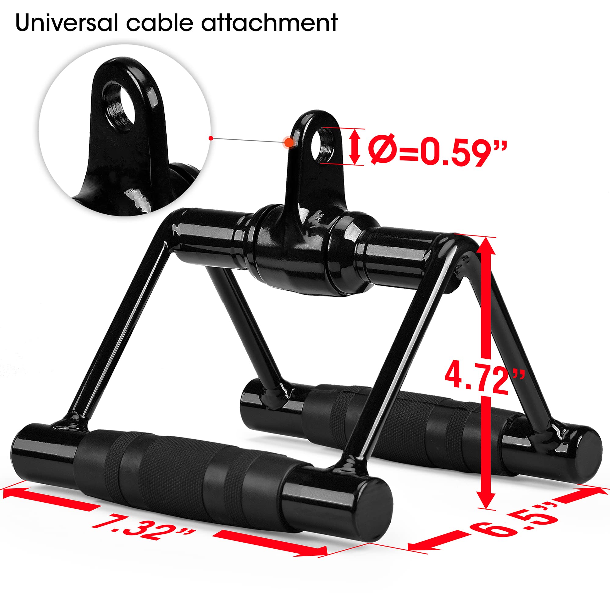 Yes4All Double D Row Handle Cable Attachment for Weight Workout, Cable Machine Accessories for Home Gym, LAT Pull Down V Bar with Capacity Up to 880LBS