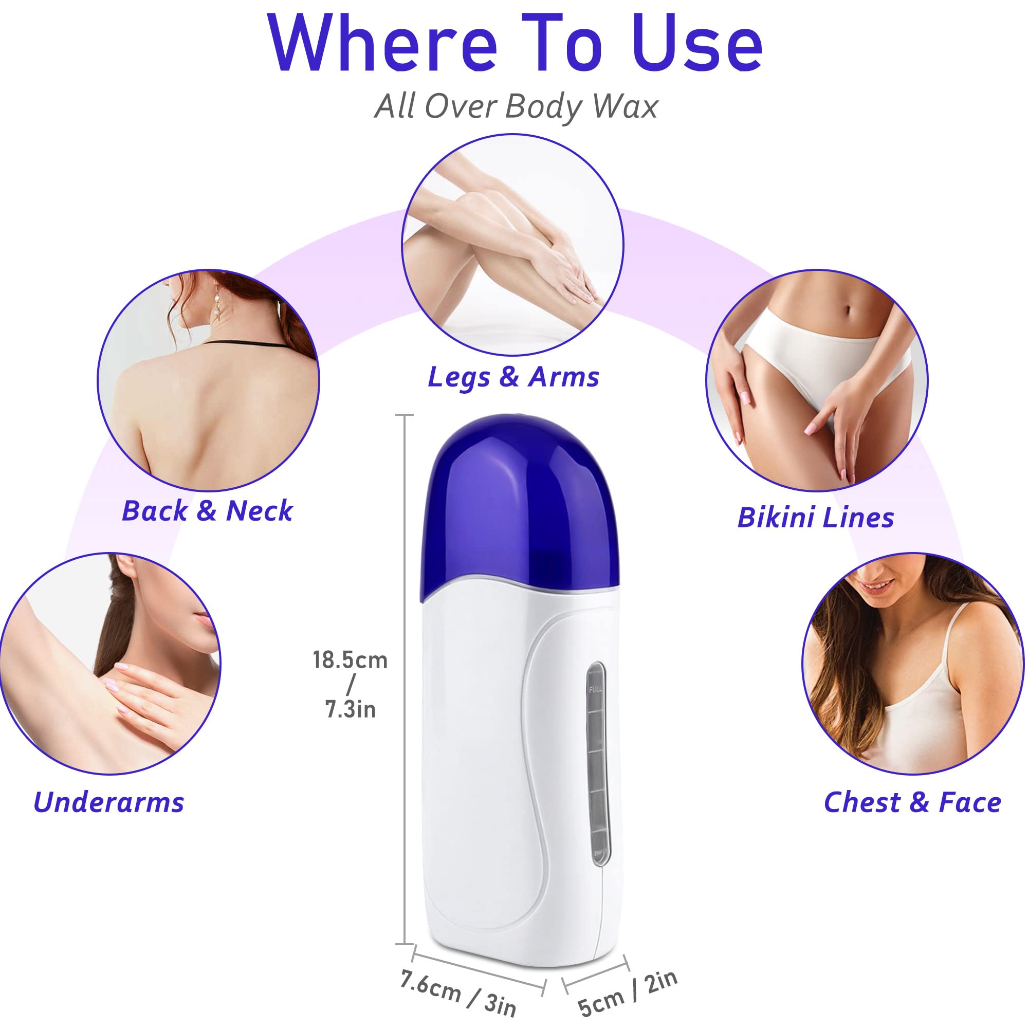 Dr.Pedi Roll on Wax warmer Portable Wax Roller for Hair Removal, Soft Wax Heater Waxing Kit for Women Men Waxup Roller for Travel Home(Only Roller)