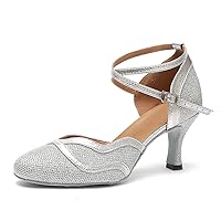 Minishion Women's Glitter Ballroom Latin Dancing Shoes Party Wedding Heels