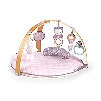 Ingenuity Cozy Spot Reversible Duvet Activity Gym & Play Mat with Wooden-Toy-bar - Calla (Pink), Newborn and up