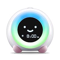 LittleHippo MELLA: Ready to Rise Children's Sleep Trainer, Night Light, Sound Machine and OK to Wake Alarm Clock for Toddlers and Kids - Blush Pink