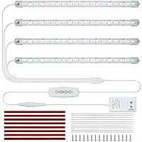 White Grow Light Strips for Indoor Plants, Moya Std 16in 6000K T5 Plant Light Full Spectrum Cabinet Grow Lamp with 240 White & Red LEDs, Auto ON/Off 3/6/12h Timer & 5 Brightness for Houseplants