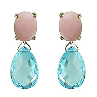 Pink Opal Pear Shape Gemstone Jewelry 10K, 14K, 18K Yellow Gold Drop Dangle Earrings For Women/Girls