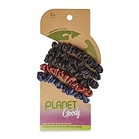 GOODY Planet Ouchless Satin Skinny Scrunchies 5ct Black,Navy,and Rust