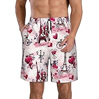 Paris Eiffel Tower France Print Men's Beach Shorts Hawaiian Summer Holiday Casual Lightweight Quick-Dry Shorts