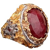 Real Natural Ruby Gemstone Ring, 16.65 Carat, Birthstone Ring For Men, Genuine Gemstone Ring, Sterling Silver Ring