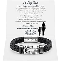 Infinity Knot Leather Bracelet Forever Linked Together Bracelet Birthday Christmas Anniversary Bracelet Idea Mens Braided Cuff 7.8/8.5/9 Inches Bracelet for Man Son Husband Boyfriend Brother Grandson