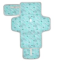 Blue Manatees Portable Diaper Changing Pad for Baby Waterproof Foldable Changing Mat Diaper Changing Pad with Built-in Pillow for Travel Beach Picnic Park