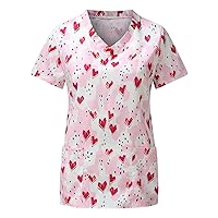 Scrub Tops for Women Short Sleeve Butterfly Printed Workwear Breathable V-Neck Women T Shirts Graphic Funny with Pockets