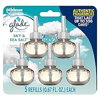 Glade PlugIns Refills Air Freshener, Scented and Essential Oils for Home and Bathroom, Sky & Sea Salt, 3.35 Fl Oz, 5 Count