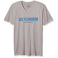 Benidorm Graphic Printed Premium Tops Fitted Sueded Short Sleeve V-Neck T-Shirt