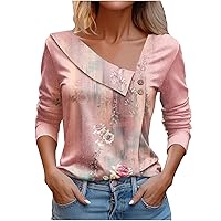 Spring Blouse for Women Dressy Casual Loose V Neck Shirts Long Sleeve Button Down Tunic Tops for Business Work