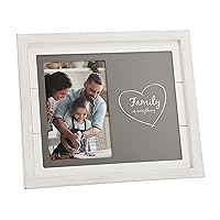 Pavilion - Family MDF Photo Frame, Holds 4” x 6” Photo, Distressed Picture Frame, Family Is Forever Gifts, 1 Count, 10 x 8.5-inches Overall,White/Gray