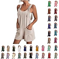 Rompers for Women Summer Casual Sleeveless Overall Comfy Loose Spaghetti Strap Romper Fashion Jumpsuit with Pockets
