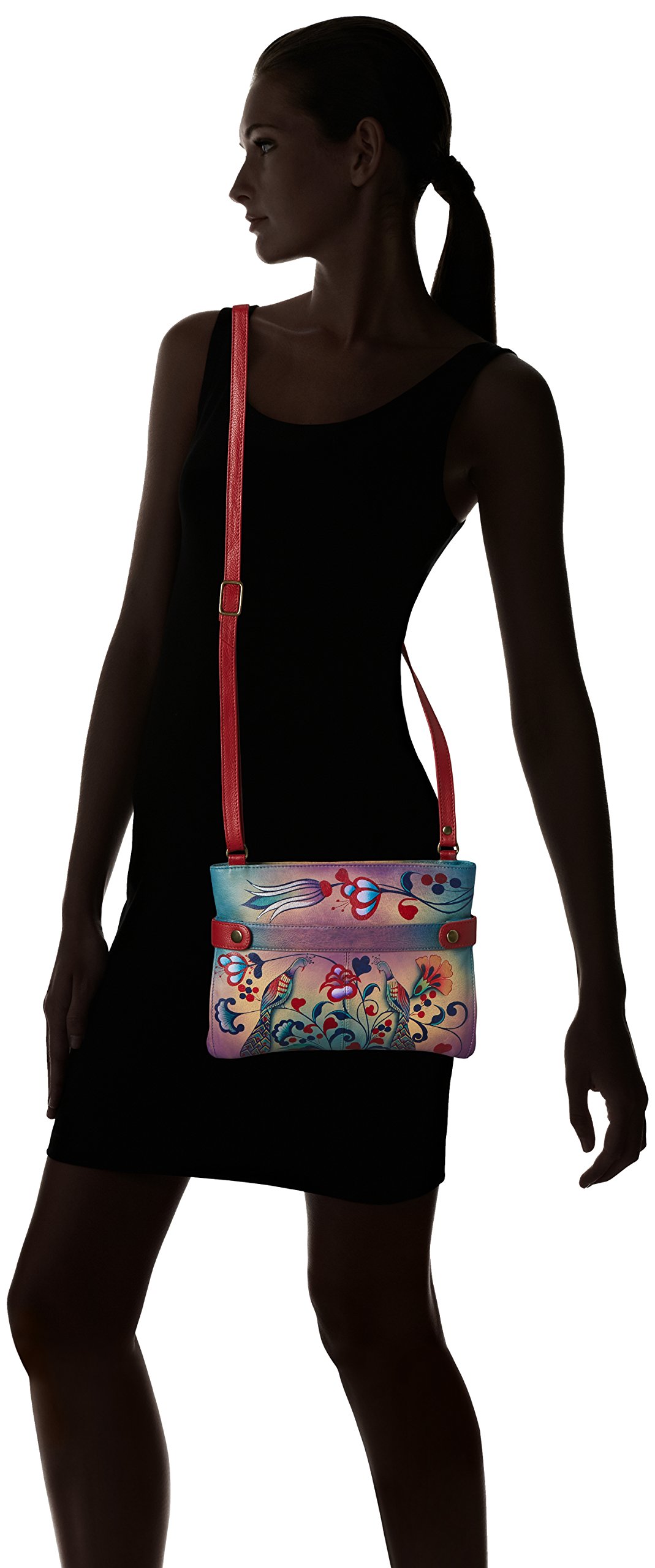 Anna by Anuschka Womens Genuine Leather Medium Crossbody Handbag - Zip-Top Organizer with Snap Side