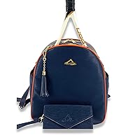 niceaces-HANA Designer Handmade Backpack, Fits Tennis, Pickleball Racquets, Vegan Leather,Ripple Pattern, & a Matching Clutch