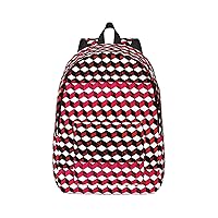 3d Red Checkered Large Capacity Backpack, Men'S And Women'S Fashionable Travel Backpack, Leisure Work Bag,