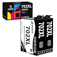 702XL Remanufactured Ink Cartridges Replacement for Epson 702XL Black Ink Cartridges T702 to use with Workforce Pro WF-3720 WF-3730 WF-3733 Printer New Upgraded Chips (2 Black)