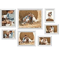 Gallery Wall Frames, 11x14, 8x10, 5x7 Multiple Photo Frames Collage for Wall or Tabletop Displays with Mat or Without Mat (Silver, 7 Pack)