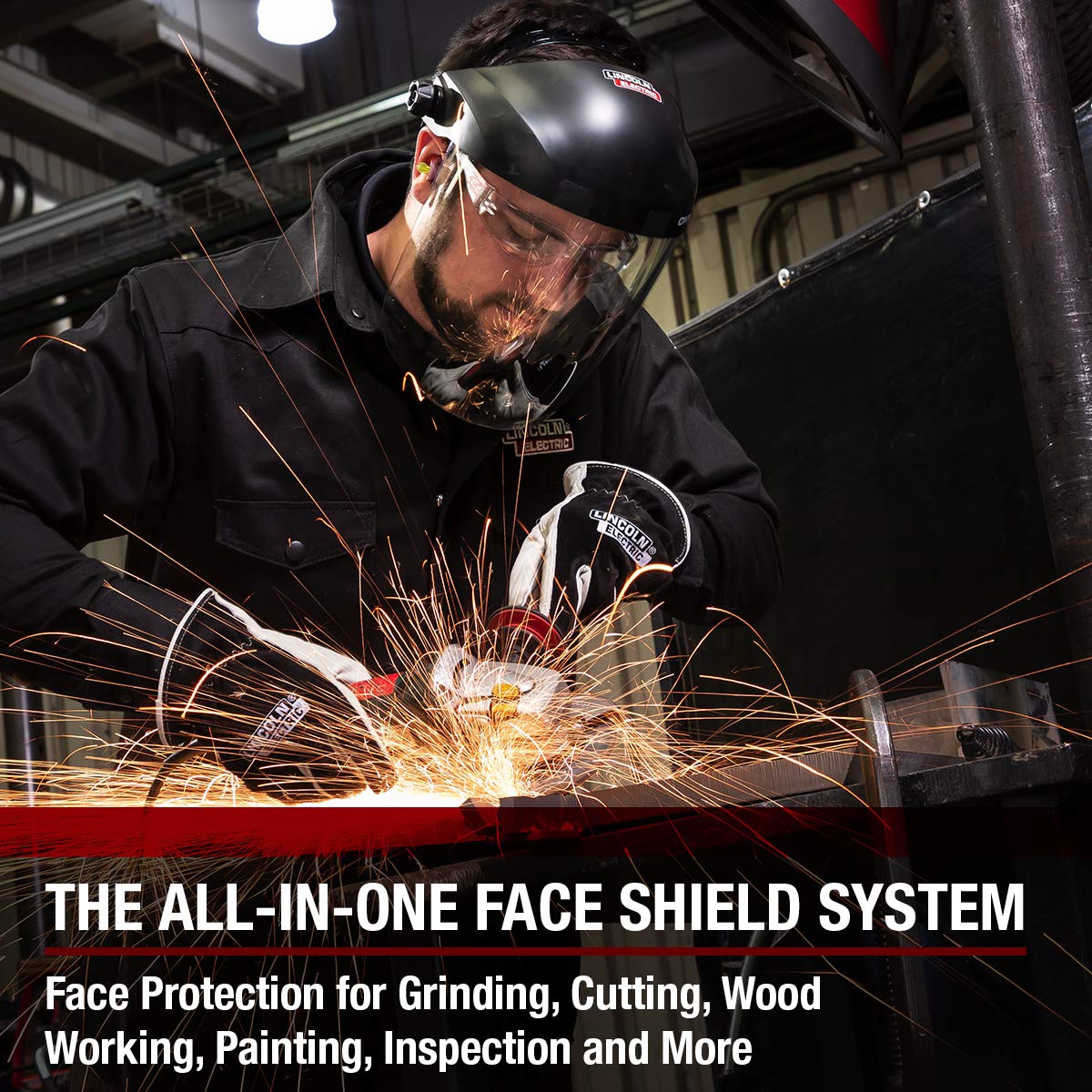 Lincoln Electric OMNIShield Professional Face Shield - Anti-Fog & Anti-Scratch Coated Clear Lens - Premium Headgear - K3752-1