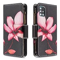 Cartoon Flip Case for Samsung Galaxy A51 4G,Butterfly Animal Painting Premium Leather Case Kickstand with 9 Card Slot Zipper Wallet