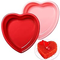 Webake Silicone Heart Shaped Cake Pans, 6 Inch Nonstick Heart Cake Pan Valentine's Day Baking Heart Cake Mold, Pack of 2