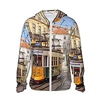 UPF50+ lisbon tram Sun Protection Hoodie Jacket Quick Dry Long Sleeve Sun Shirt For Men Women