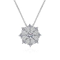 Sunflower 0.5ct Moissanite 925 Silver Platinum Plated Necklace 40+5cm NX027