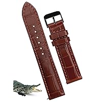 Custom Brown Alligator Watch Band for Men 16mm 18mm 19mm 20mm 21mm 22mm 23mm 24mm 30mm Ostrich Strap Quick Release Handmade Exotic Leather Replacement Wristwatch Gift For Husband Boyfriend Father
