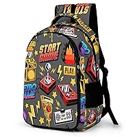 Game Pixel Monsters Pattern Laptop Backpack Double Layers Travel Backpack Durable Daypack for Men Women