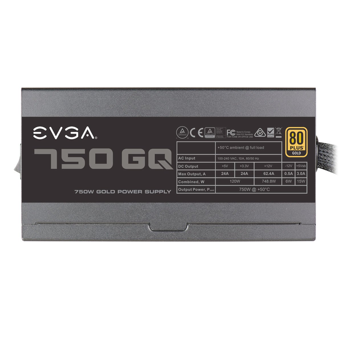 EVGA 210-GQ-0750-V1 750 GQ, 80+ GOLD 750W, Semi Modular, EVGA ECO Mode, 5 Year Warranty, Power Supply, Black