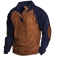 Henley Shirts for Mens Mens Sweater Stand Collar Pullover Sweater Loose Fit Casual Button Down Henley Sweatshirts