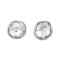 0.30 ctw natural uncut diamond polki slice handmade tinny stud earrings - 925 sterling silver