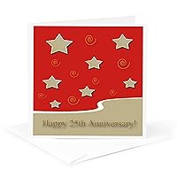 Happy 25th Anniversary, Gold Stars on Red, Employee - Greeting Card, 6 x 6 inches, single (gc_34306_5)